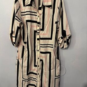 New York & Company Striped Button-Up dress